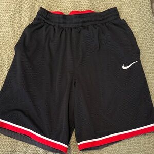 Nike Men’s Black Athletic Shorts with Red and White Trim